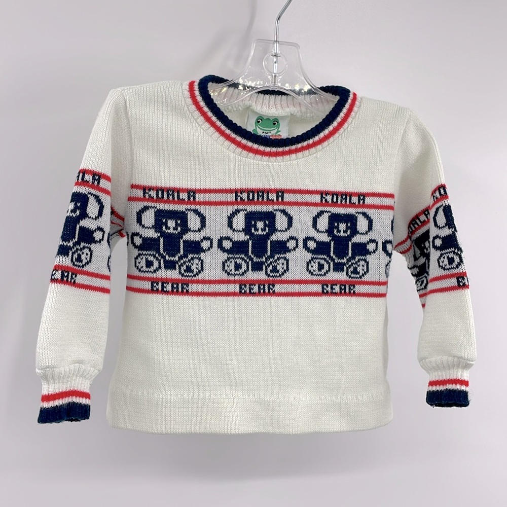 Vintage Bull Frog knit Koala bear unisex sweater USA Size 6 9 months